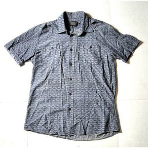 Pendleton Blue Gray Button Down Short Sleeve Shirt Men's Size Medium